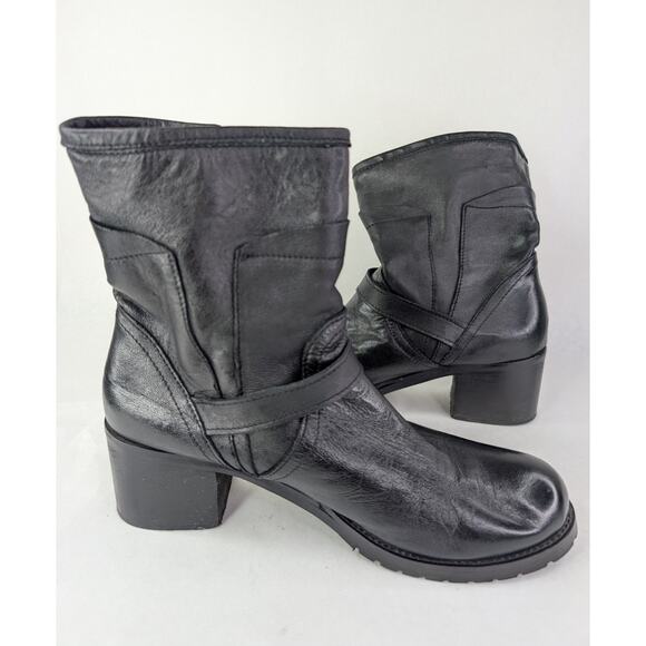 Croatian Black Ankle Combat Boots Moto Buckle Zipper Punk Goth 10M - Picture 4 of 11